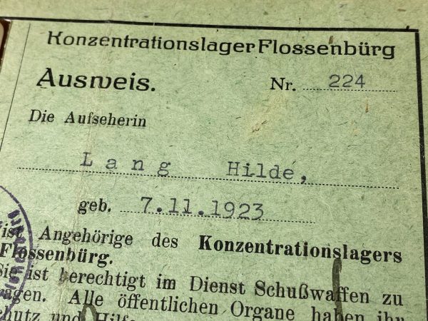 Concentration camp Flossenbürg SS-Aufseherin Ausweis