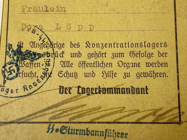 Concentration camp Ravenbrück SS-Aufseherin Ausweis