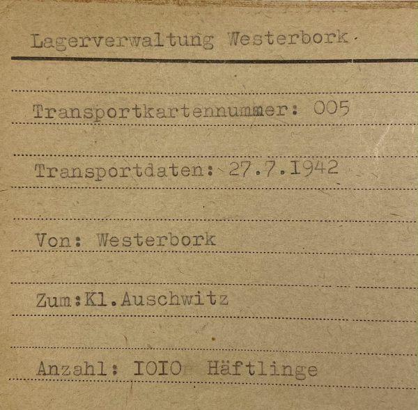 Westerbork - Lagerverwaltung transport cards