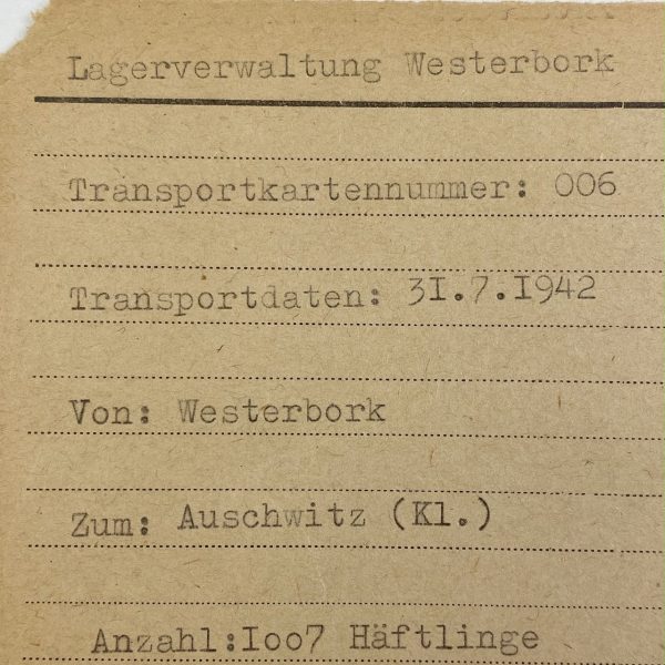 Westerbork - Lagerverwaltung transport cards