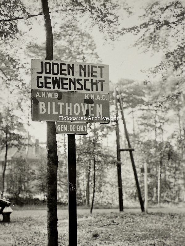 Bilthoven - Dutch photograph of a 'Jews not wanted' sign