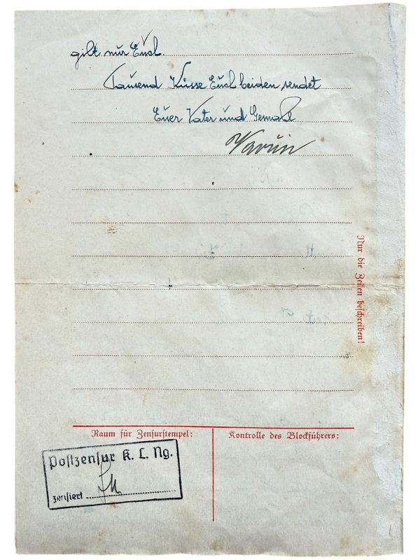 Neuengamme - Letter from Misa Lorenz