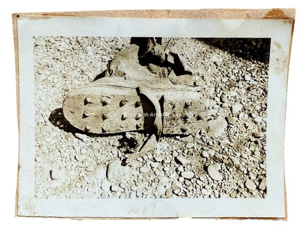 Dachau - American photograph of a prisoners wooden shoe